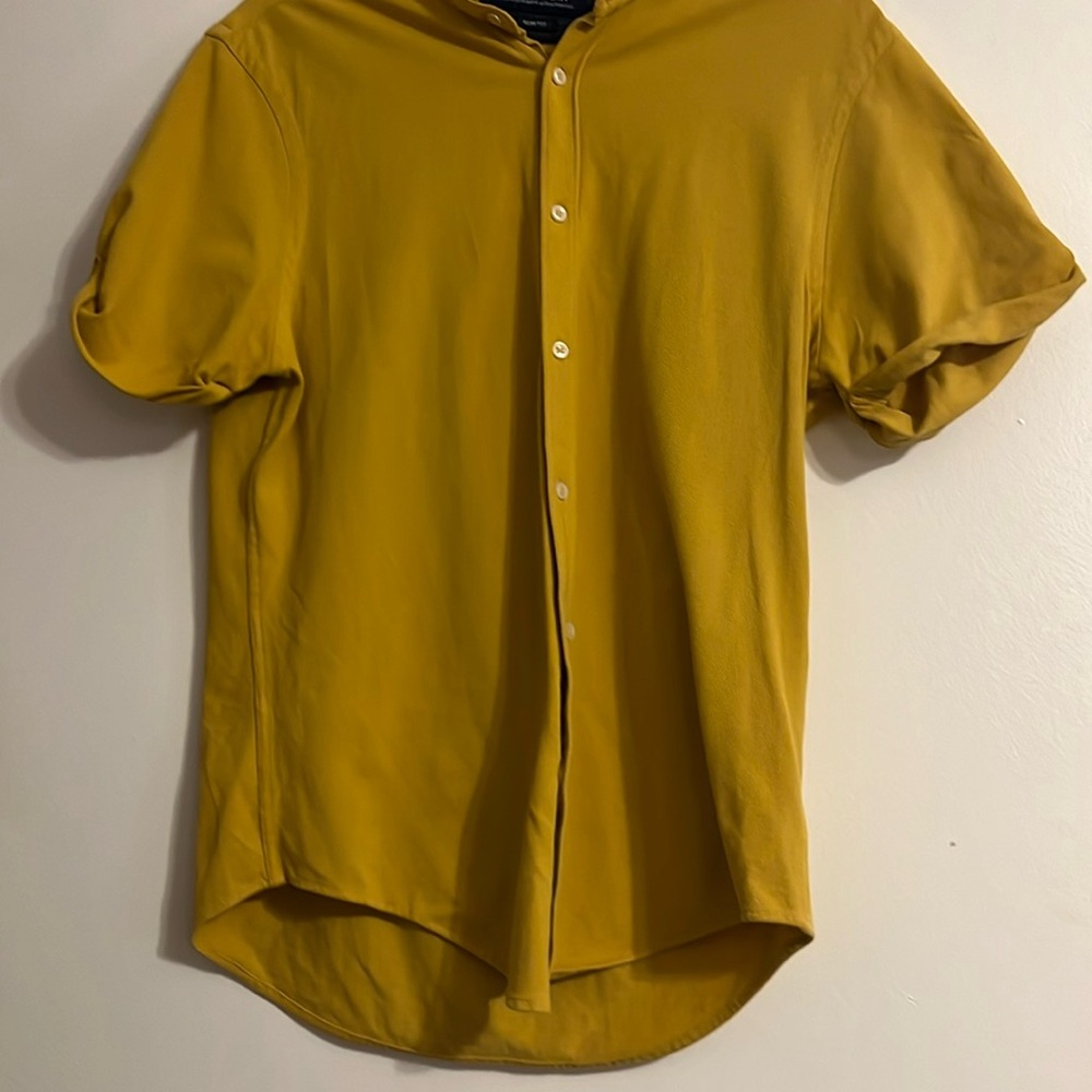 Zara Mens Mustard Short Sleeve Button Down M